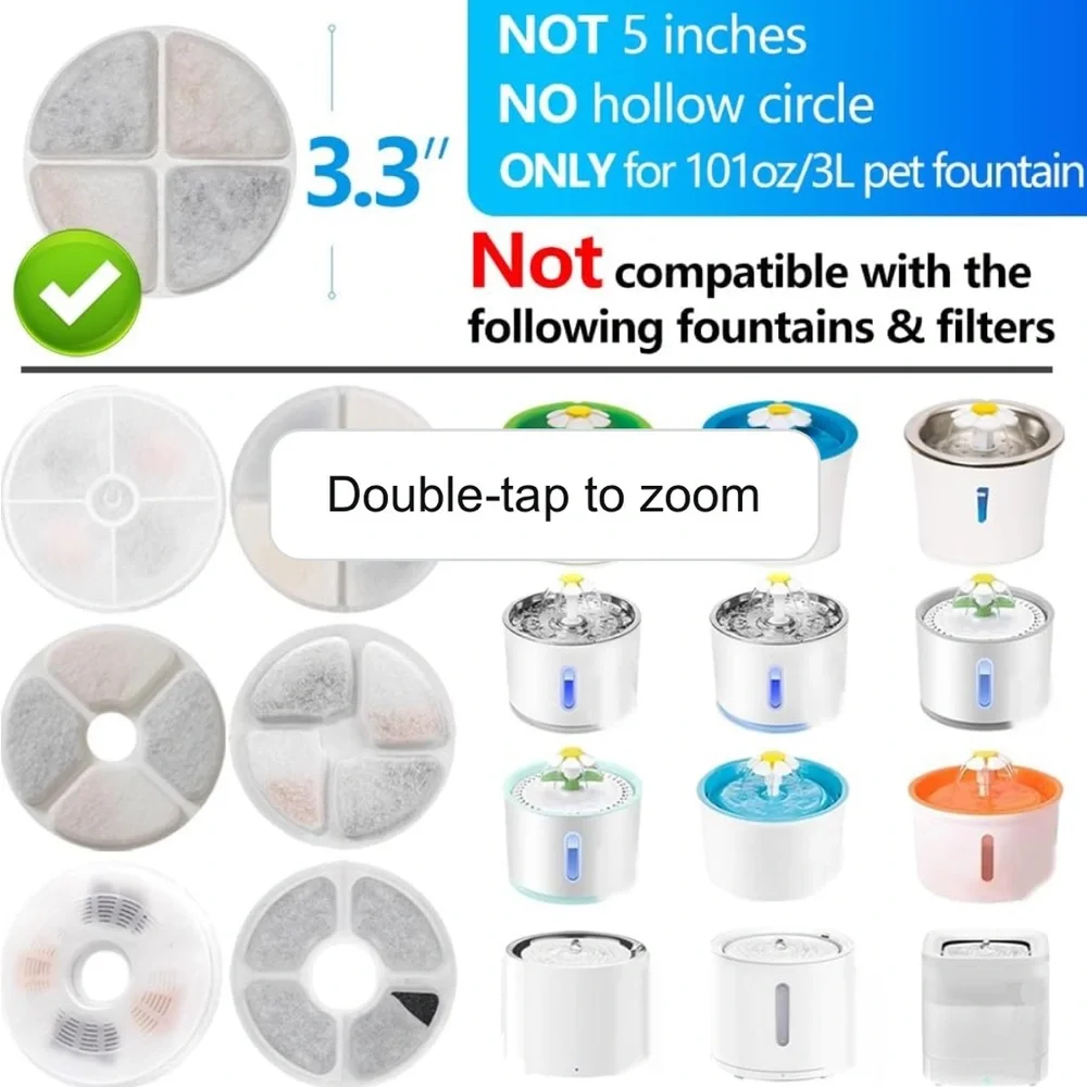 6 pack Replacement Pet Fountain Filter Pads - White